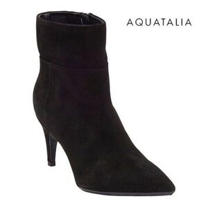 $475 Aquatalia Marabella Suede Bootie Black POINTY TOE STILETTO SOCK 8.5
